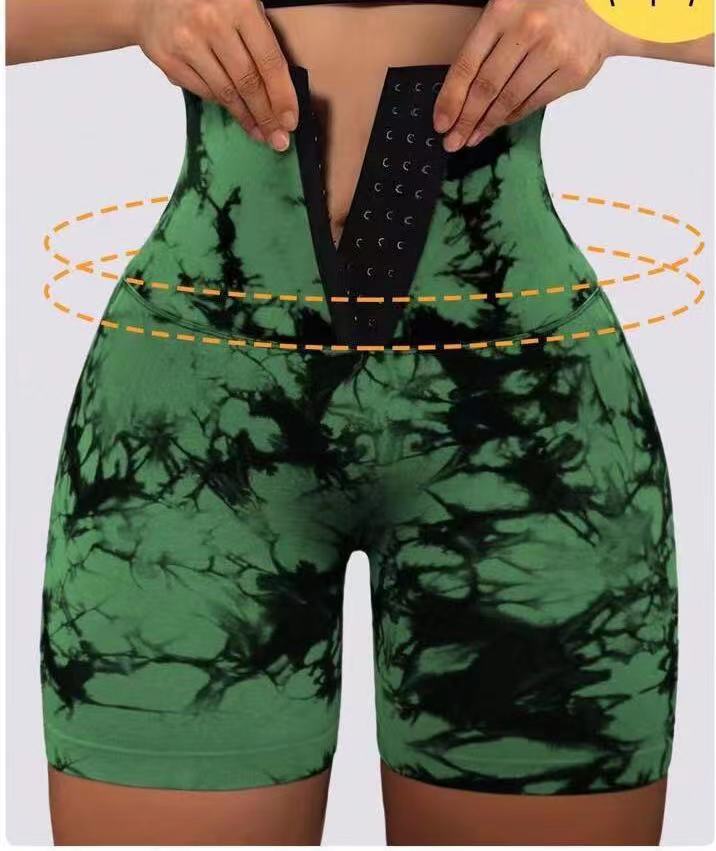 Damen Modische Radlerhosen mit höhenverstellbarem Bund und einzigartigem Batikdesign R&B