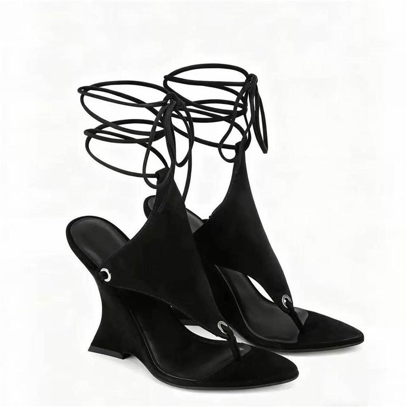 Damen Wedge-Sandalen mit modischem Leopardenprint und Riemchen R&B