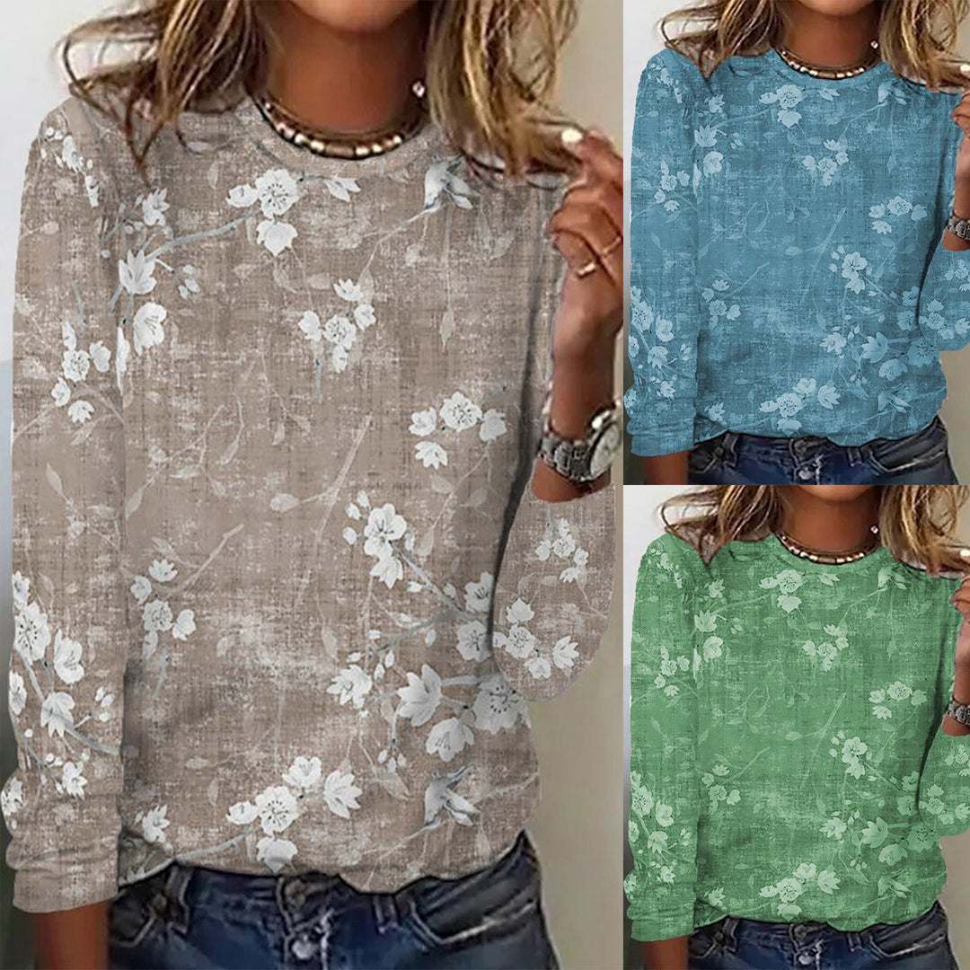 Damen Langarmshirt mit floralem Druck und weichem Stoff R&B
