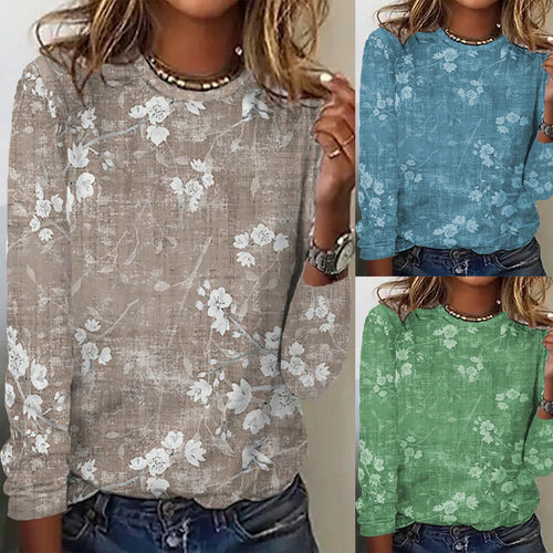 Damen Langarmshirt mit floralem Druck und weichem Stoff R&B