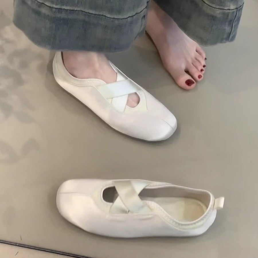 Damen elegante Ballerinas mit kreuzendem Riemen und komfortablem Fußbett R&B