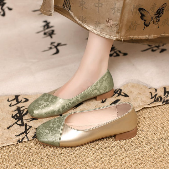 Damen elegante Ballerinas mit floralem Design und komfortablem Fußbett R&B