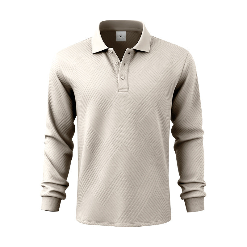 Herren nan langärmeliges Poloshirt aus strukturiertem Jacquardstrick R&B