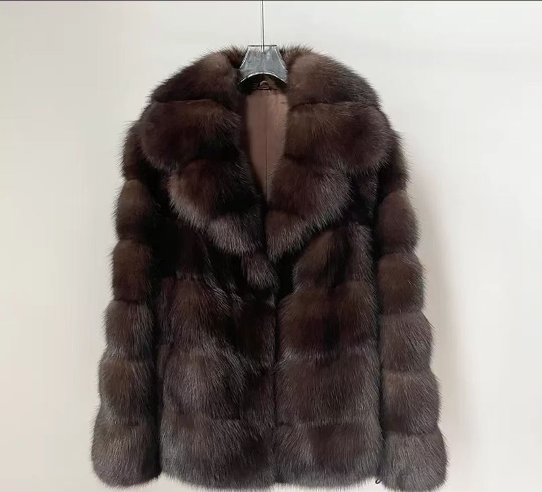 Damen luxuriöse und warme Kunstpelzjacke R&B