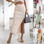 Damen Eleganter Strickrock mit Knopfdetail und Schlitz R&B
