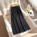 Damen Elegante Maxirock mit Spitzenbesatz