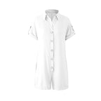 Damen Jumpsuit mit gekrempelten Ärmeln und Knopfleiste R&B