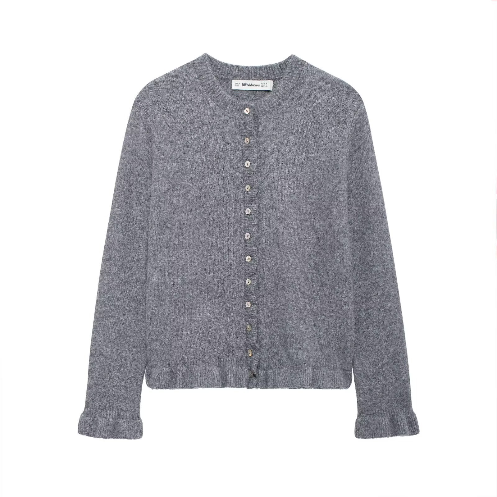 Damen elegante Strickjacke mit dekorativen Knöpfen R&B