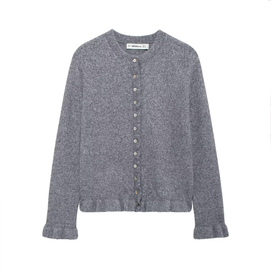 Damen elegante Strickjacke mit dekorativen Knöpfen R&B