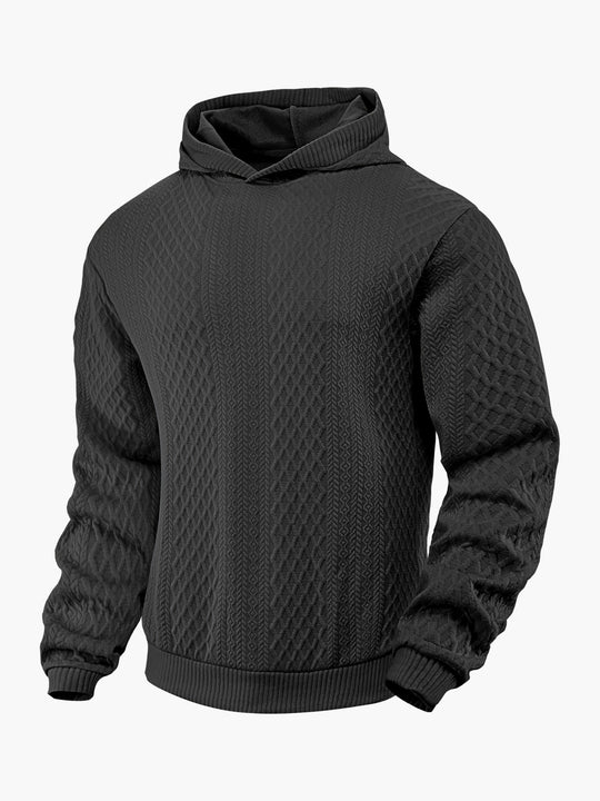 Herren nan strukturierter Schlauchkragen-Pullover mit Kapuze und Waben-Jacquard R&B
