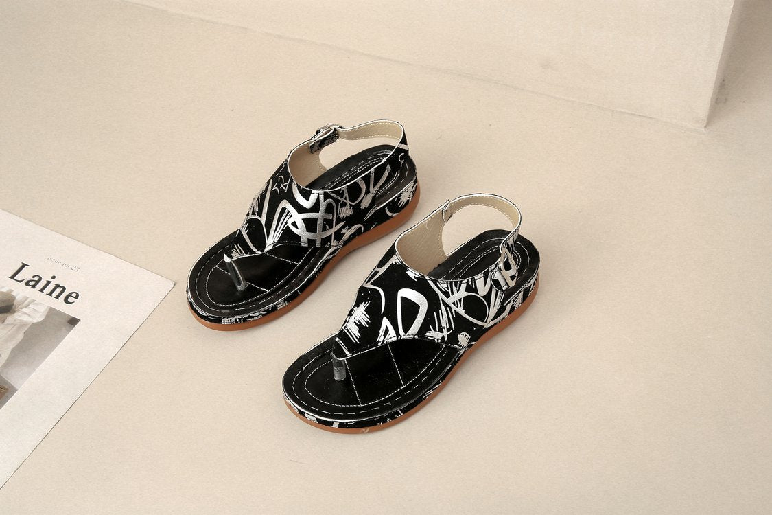 Damen modische Zehentrenner-Sandaletten mit elegantem Riemendesign und rutschfester Sohle R&B
