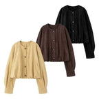 Damen elegante und lockere Blusenjacke aus Kunstleder R&B