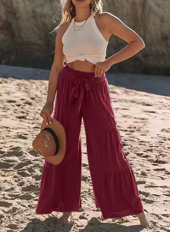 Damen Strandhose mit elastischem Bund und weitem Schnitt R&B
