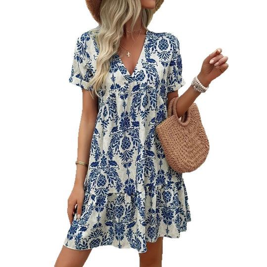 Damen Luftiges Freizeitkleid mit floralem Design und Rüschendetails R&B
