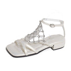Damen elegante Riemchen-Sandalen mit funkelnden Strassdetails R&B