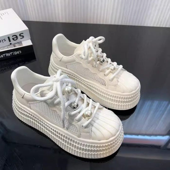 Damen modische Plateau Sneakers mit atmungsaktivem Obermaterial und komfortabler Sohle R&B