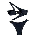 Damen Bandeau-Bikini mit einzigartigem Wickeldetail und dekorativen Ringen R&B