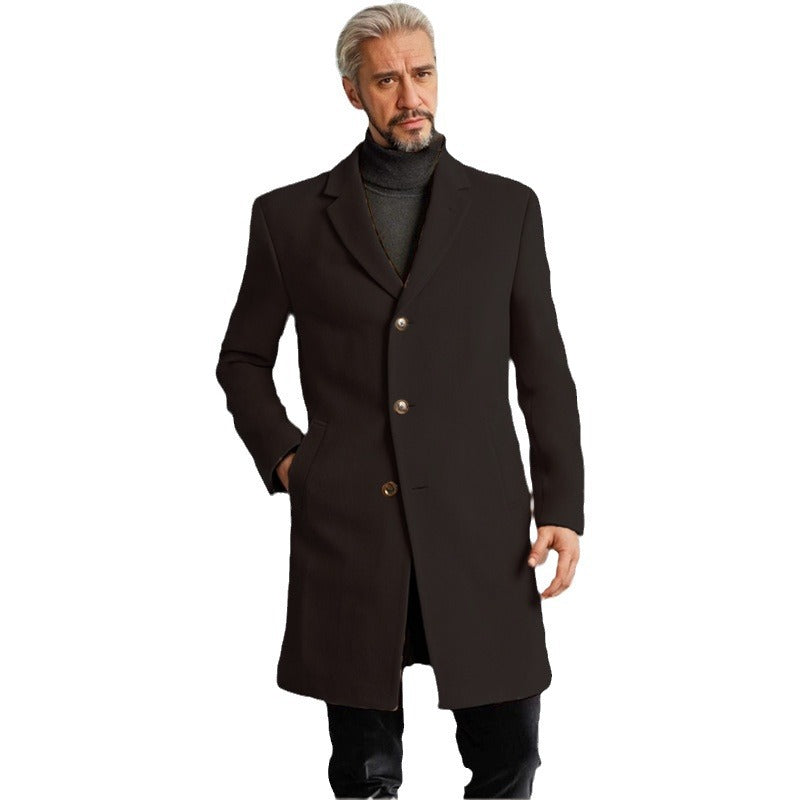 Herren Eleganter Langmantel mit modischen Knöpfen und hochwertigem Stoff R&B