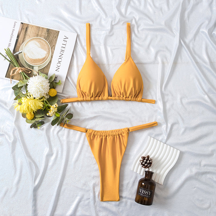 Damen Triangel-Bikini mit ultra-hohem Beinausschnitt und verstellbarem Träger R&B