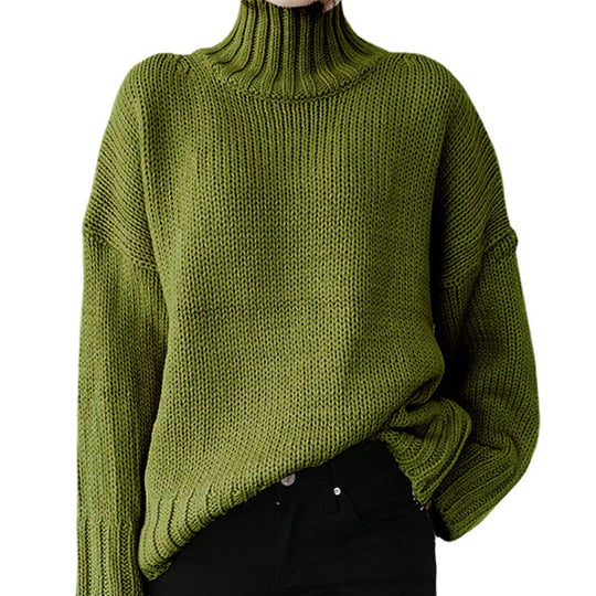 Damen Grober Strickpullover mit Stehkragen R&B