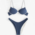 Damen Push-Up-Bikini mit breiten Trägern und elegantem Kontrast R&B