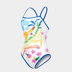 Damen Einteiler Badeanzug mit kreativem grafischen Design R&B