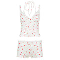 Damen Pyjama-Set mit verspieltem Früchte-Muster und Spaghetti-Trägern R&B