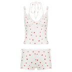 Damen Pyjama-Set mit verspieltem Früchte-Muster und Spaghetti-Trägern R&B
