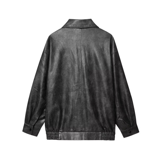 Damen elegante Kunstlederjacke R&B