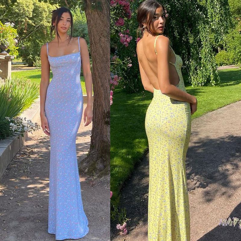 Damen Spaghettiträgerminikleid mit floralem Design und figurbetontem Schnitt R&B
