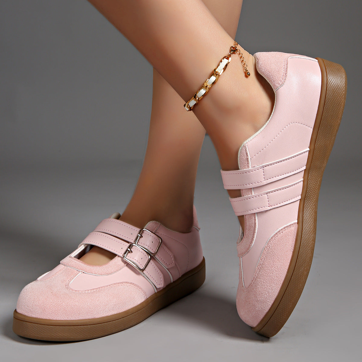 Damen Komfortable Sneakers mit doppeltem Riemenverschluss R&B