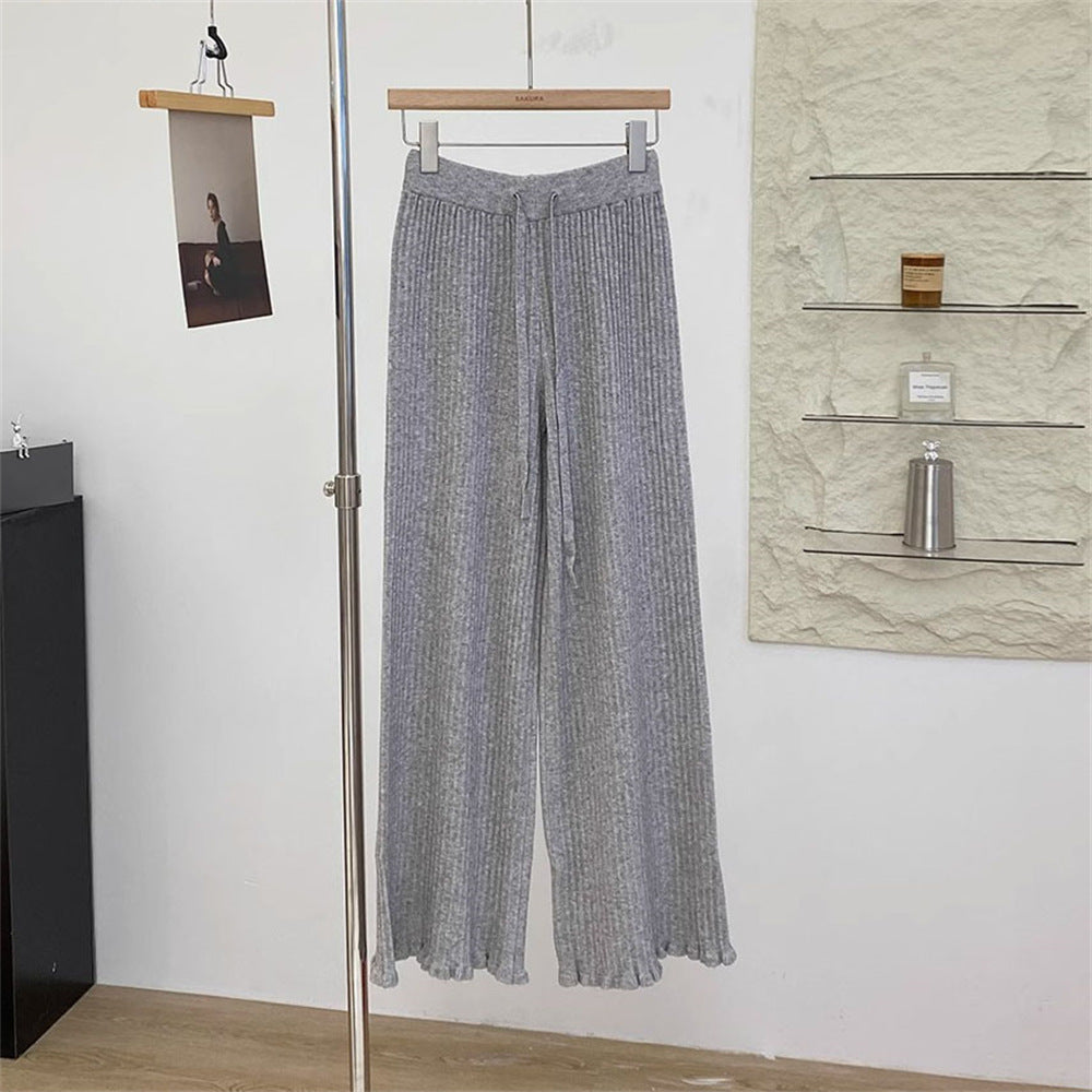 Damen Fließende Strickhose mit weichem Material und elegantem Saum R&B