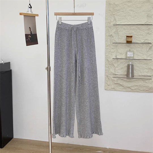 Damen Fließende Strickhose mit weichem Material und elegantem Saum R&B