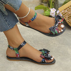 Damen Riemchen-Sandalen mit farbenfrohem Schleifen-Design R&B