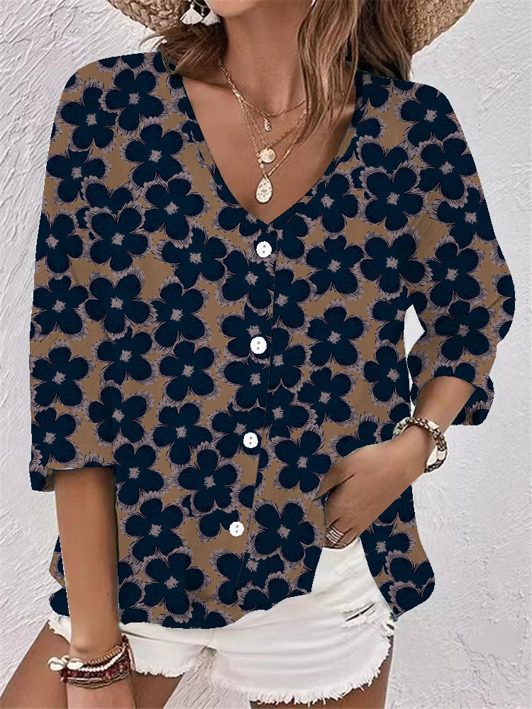 Damen Bluse mit floralem Druck und lässigem Schnitt R&B