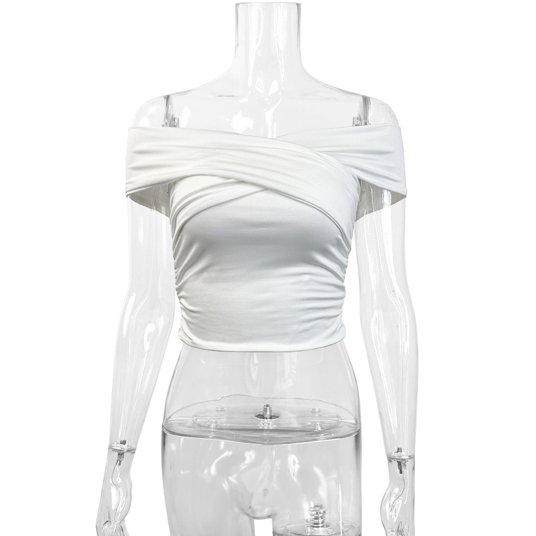 Damen schulterfreies Oberteil mit eleganter Drapierung R&B