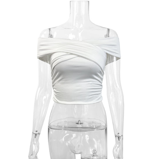 Damen schulterfreies Oberteil mit eleganter Drapierung R&B
