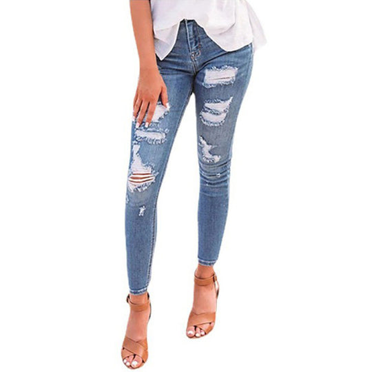 Damen Skinny Jeans mit modischen Destroyed-Effekten R&B