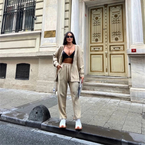 Damen lässiger Oversized Cardigan mit Knöpfen R&B