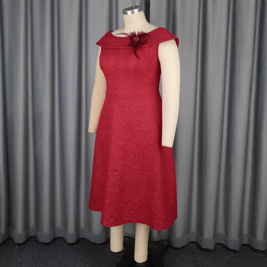 Damen A-Linien Abendkleid mit dekorativem Off-Shoulder-Ausschnitt R&B