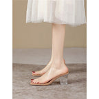 Damen transparente Mules mit elegantem Blockabsatz R&B