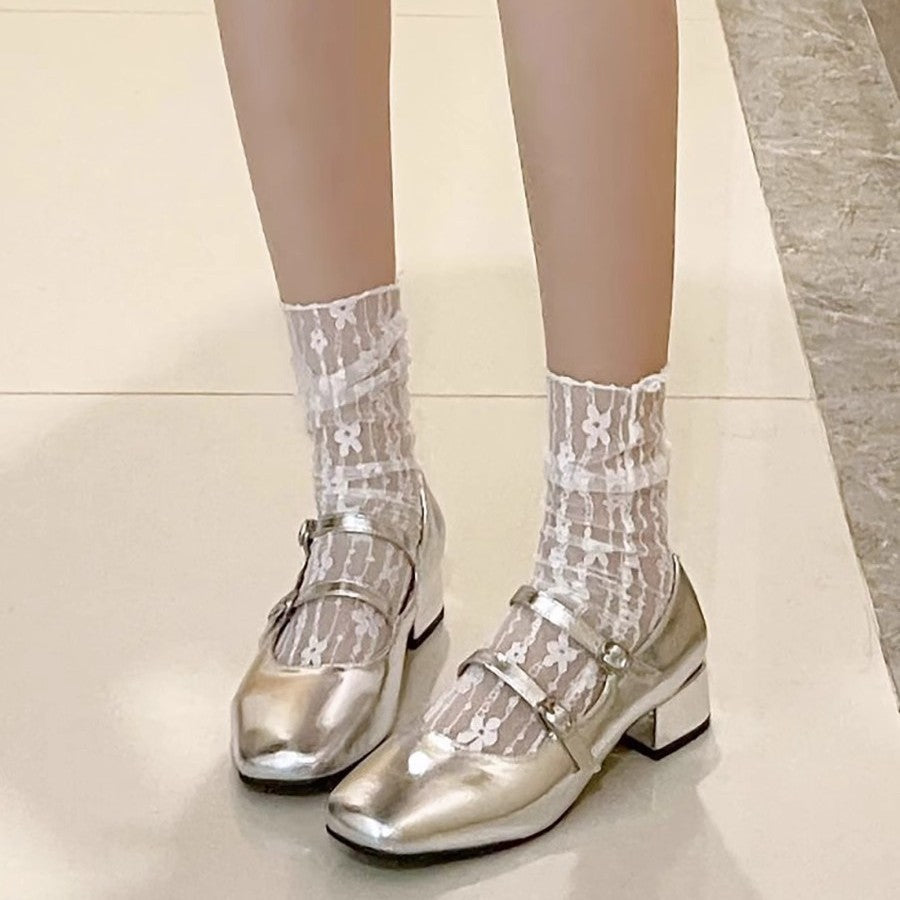 Damen elegante Ballerina-Schuhe mit dekorativen Schnallen R&B