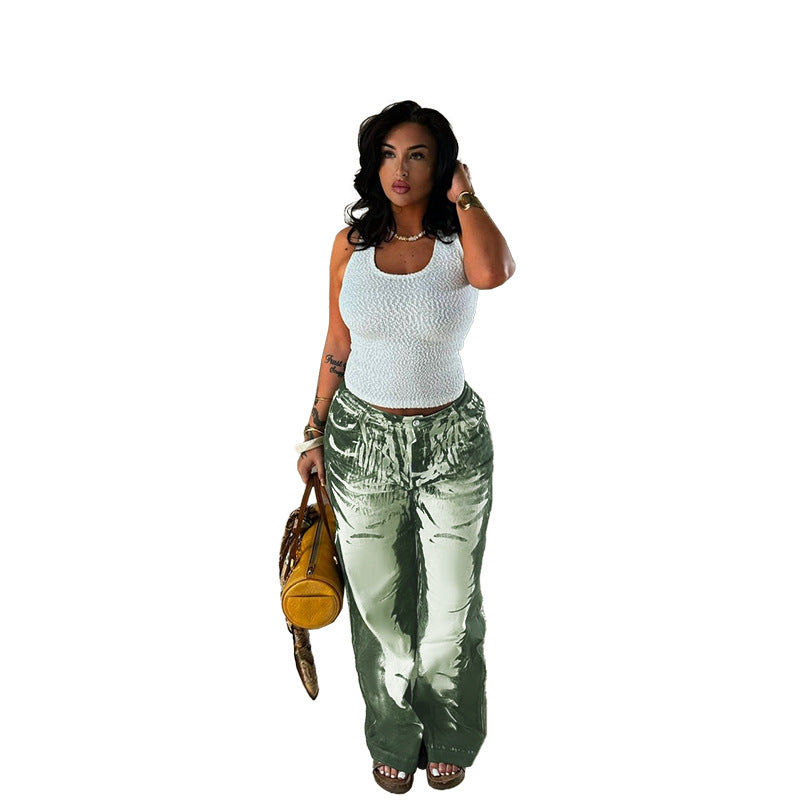 Damen modische Weitbeine-Hose mit kreativem Skelett-Design R&B