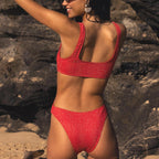 Damen Einteiliger Badeanzug mit funkelnden Cut-Outs und elegantem Ringdetail R&B