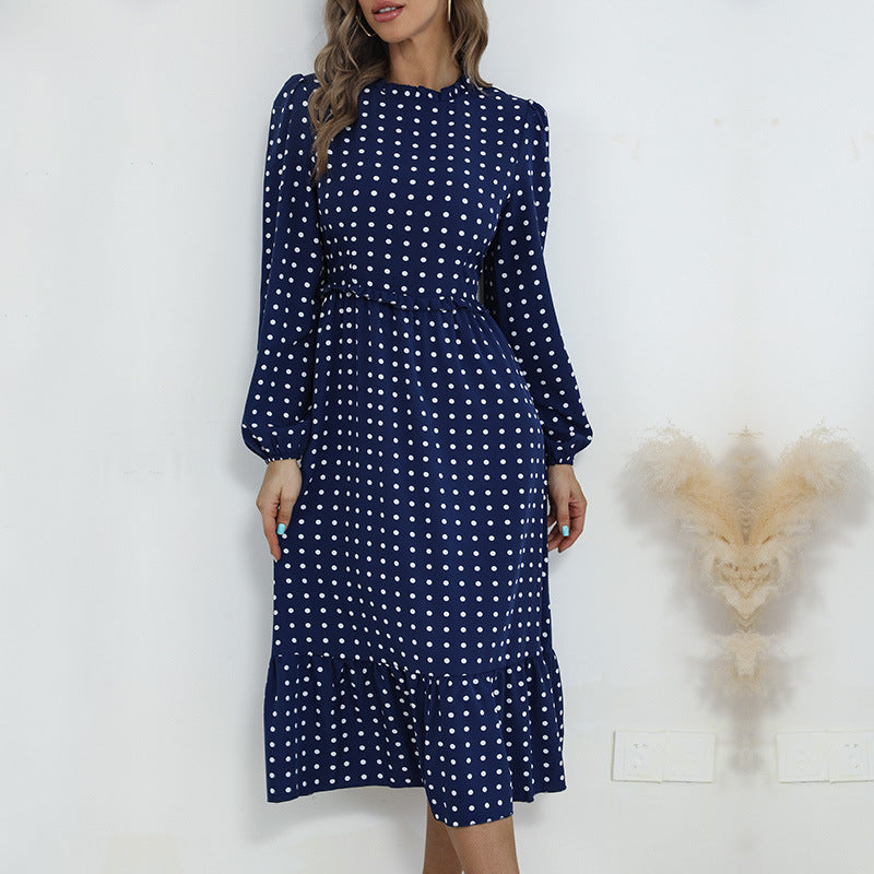 Damen Midi-Kleid mit elegantem Puffärmel und verspieltem Rüschensaum R&B