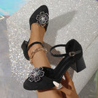 Damen Hochhackige Pumps mit floralem Strassdesign R&B