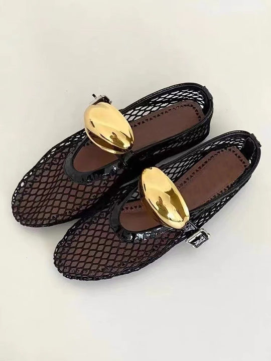 Damen Netz-Slipper mit verstellbarem Riemen und weichem Innenfutter R&B