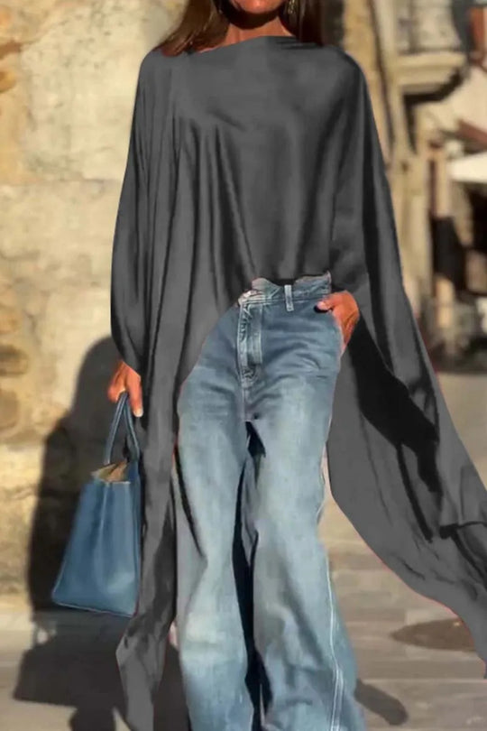 Damen luftige Tunika mit asymmetrischem Schnitt R&B