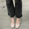 Damen elegante Ballerinas mit modischen Querriemchen und funkelnden Schmuckdetails R&B