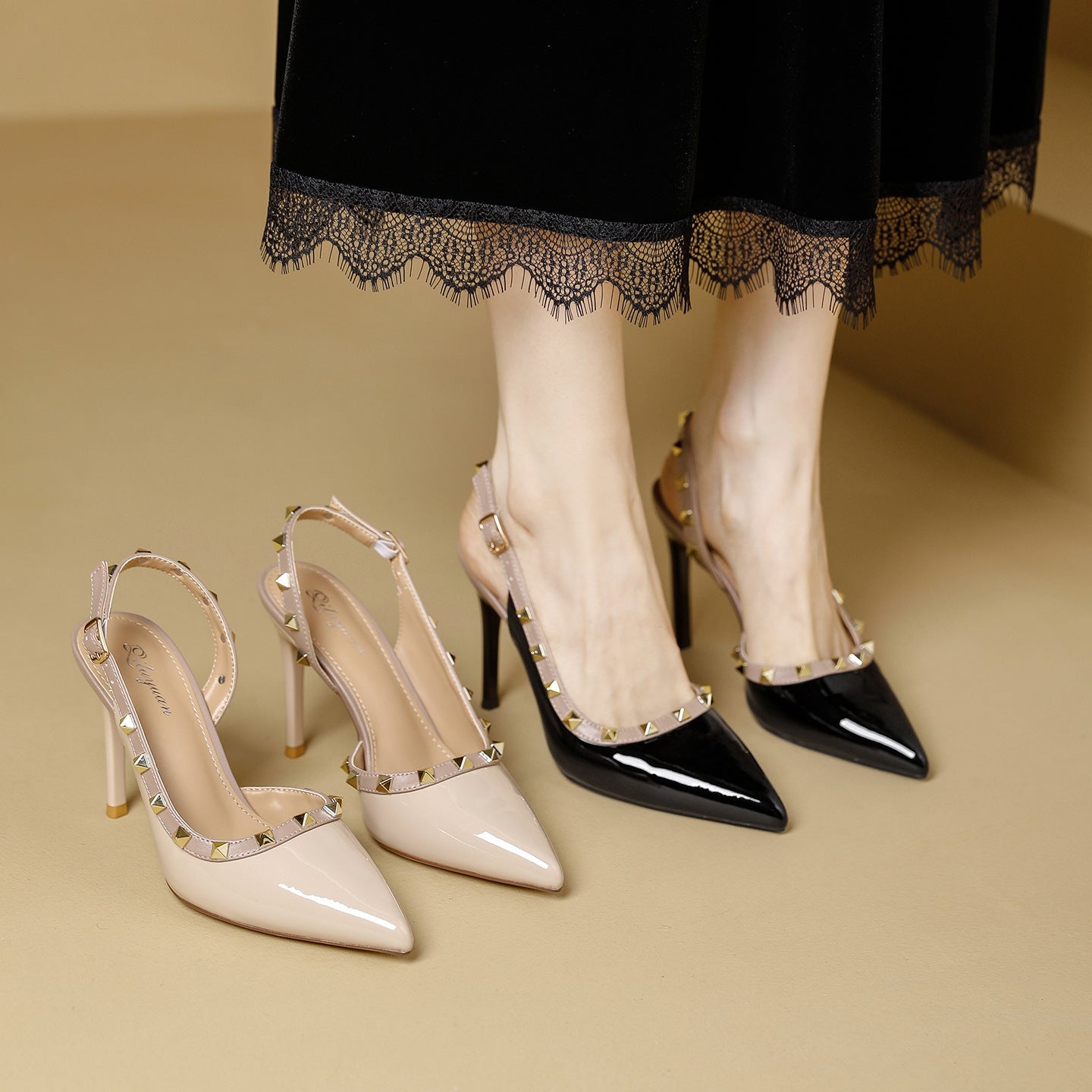 Damen Slingback-Pumps mit eleganter Stud-Applikation